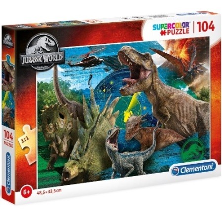 Puzzle Jurassic World Dinosauri 104 pezzi Supercolor Clementoni 6 anni+ 48,5  x 33,5 cm 27545