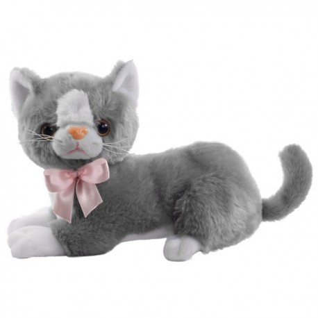 Szary Pluszowy kot Flico z kokardą Beppe