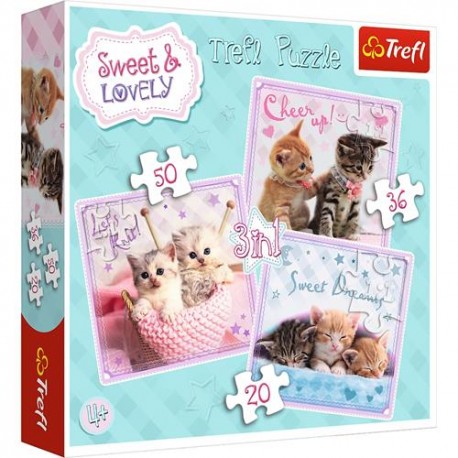 Puzzle dla dzieci 3w1 Słodkie kotki Trefl