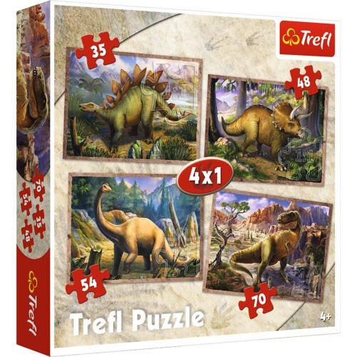 Puzzle DINOZAURY 4w1 Trefl - Little Big Shop